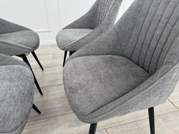 Furniture Village Crete Set Of 4 Swivel Dining Chairs Grey Fabric9