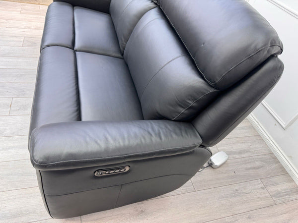 LA Z BOY PARIS Power Recliner 3 Seater Sofa In Black Leather Power Headrest14