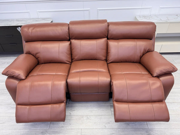 Furniture Village Moreno Power Recliner 3 Seater Sofa Brown Leather2