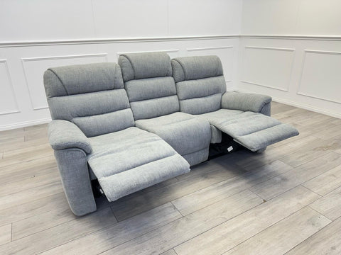 LAZYBOY CLEVELAND 3 SEATER DOUBLE MANUAL RECLINER SOFA ANNA LIGHT GREY FABRIC0