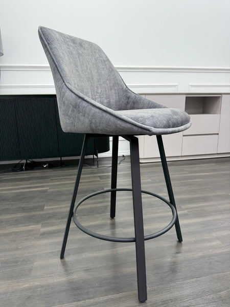 Furniture Village Veja Grey Velvet Swivel Dining Barstool (Pre-sale)9