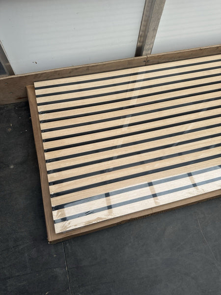 Acoustic Slat Wood Wall Panel Modern Interior Media Wall - White Oak 2.4m x 0.6m7