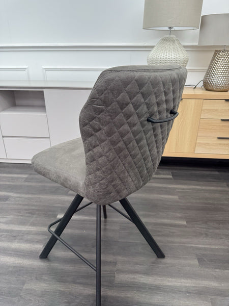 FV Loki Grey Fabric Swivel Dining Barstool With Handle (Choose Quantity)2