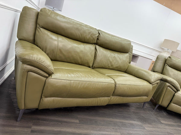 DFS Wren Power Recliner 3+3 Seater Sofa Set In Sage Green Leather23