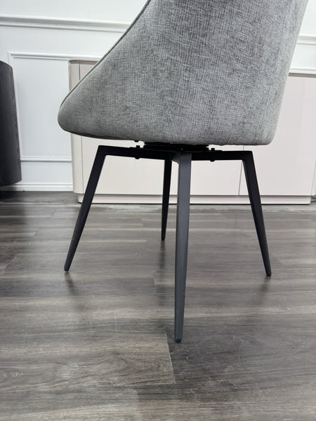 FV Crete Silver Grey Fabric Swivel Dining Chair With Handle set of 6 (Delivery)9
