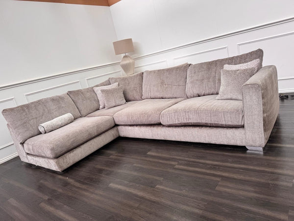 Sofology Majestica Truffle Fabric Terminal End Chaise Corner Sofa Full Back2