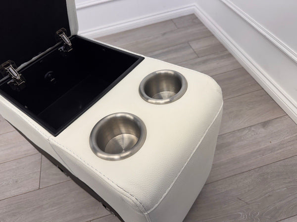 Sofology Radleigh Console White Leather Cup Holders Storage1