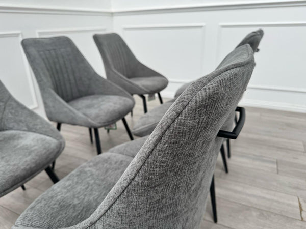 Furniture Village Crete Set Of 6 Swivel Dining Chairs Grey Fabric17