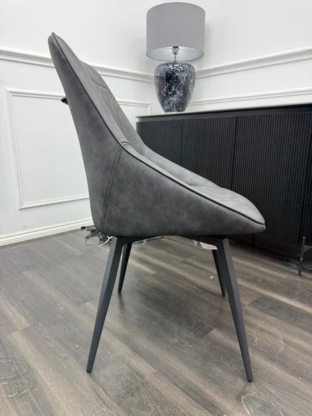 Furniture Village Crete Grey Leather Swivel Dining Chair10