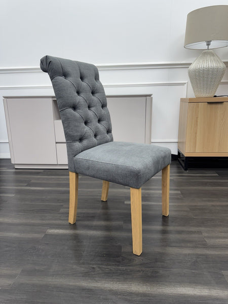 Furniture Village Hamilton grey fabric button back dining chair (Pre-sale)6