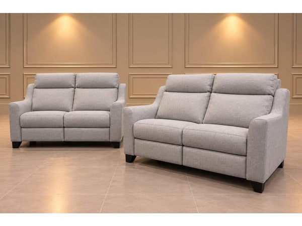 Parker Knoll Bodella light grey fabric power recliner 2 + standard 2 seater sofa0