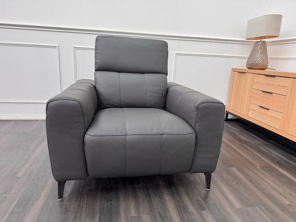 DFS Jagger Power Recliner Armchair Grey Leather Power Headrest5
