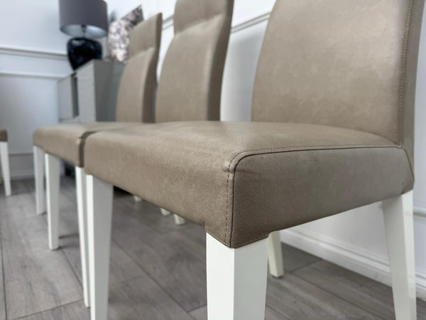 ALF Fascina Set of 6 Faux Leather Dining Chairs Taupe/ Cream RRP £3,44722