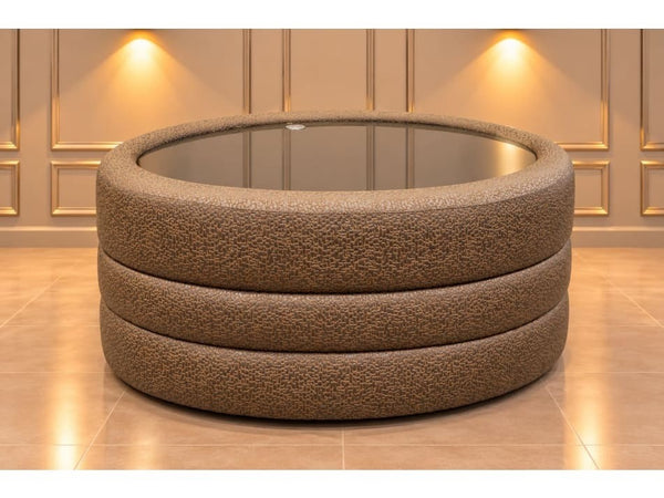 Duresta Luca designer patterned fabric glass top oval0