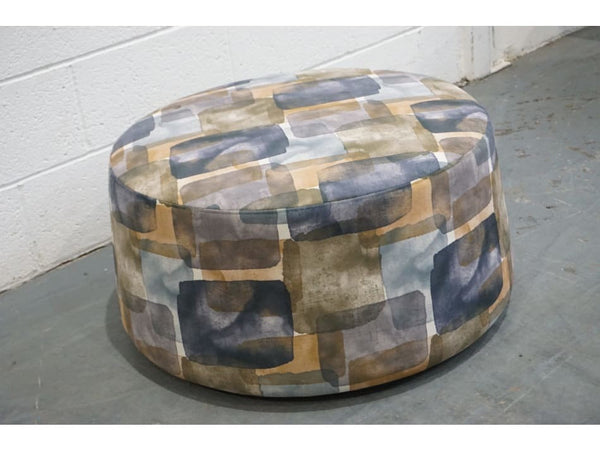 G Plan Designer patterned fabric large circular footstool2