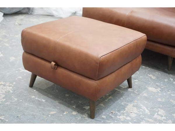 Sofology Adler relaxed soft brown leather storage footstool1