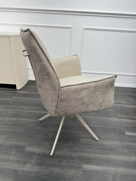 FV Mirage Taupe Beige Fabric Swivel Dining Chair With Arms set of 6 (Delivery)7