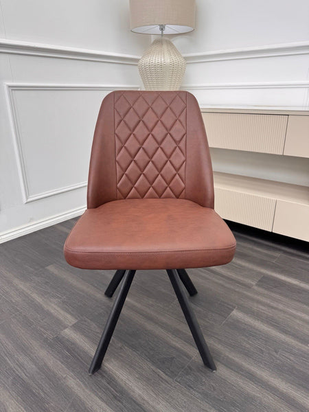 Furniture Village Jupiter/Mars Brown Leather Swivel Dining Chair (Pre-sale)0