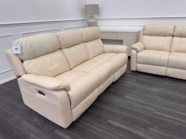 Furniture Village Komodo 3 & 2 Seater Sofa Set Power Recliner Cream Leather3
