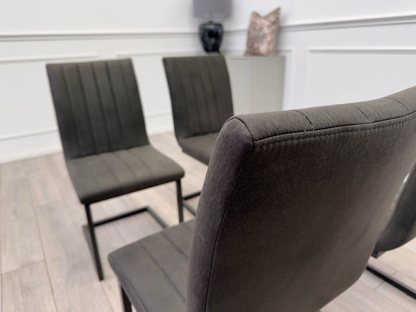 Furniture Village Grigio Set of 4 Grey Charcoal Faux Suede Dining Chairs5