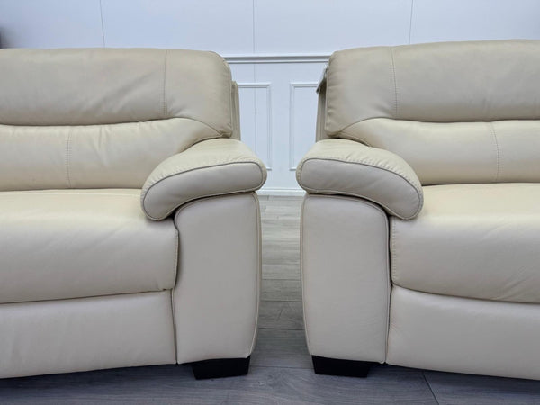 Furniture Village Hetty 3 + 3 Seater Sofa Set in Cream/Off White Leather2