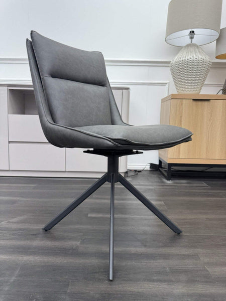 FV Catalina Dark Grey Faux Leather Swivel Dining Chair (Choose Quantity)8