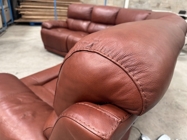 Furniture Village Link Brown Leather Power Recliner Corner Sofa Symmetrical9