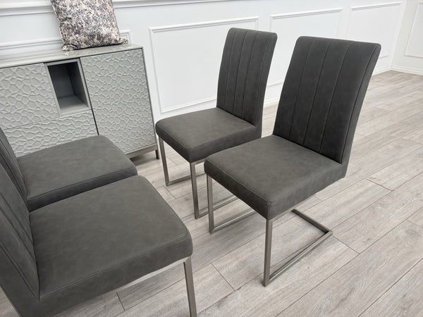 Furniture Village Grigio Set of 4 Grey Suede Dining Chairs6
