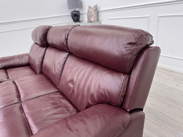 Furniture Village Moreno Power Recliner 3 Seater Sofa Cherry/Burgundy Leather3