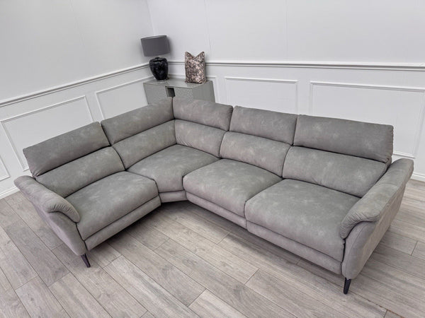 Sofology Missouri Corner Sofa In Silver Grey Fabric Power Recliner + Headrest19