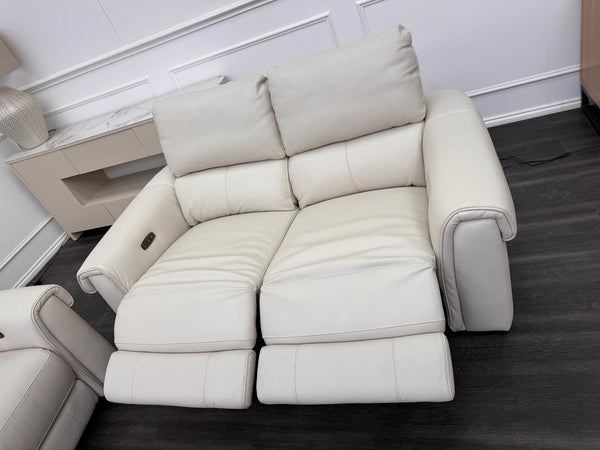 Furniture Village Nixon 2 & 2 Seater Sofa Set Power Recliner Frost Leather7