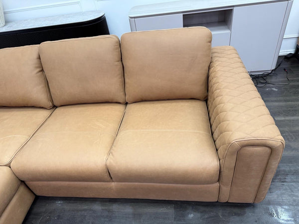 Sofology Tan Brown Leather Symmetrical Corner Sofa (Not Recliner)14