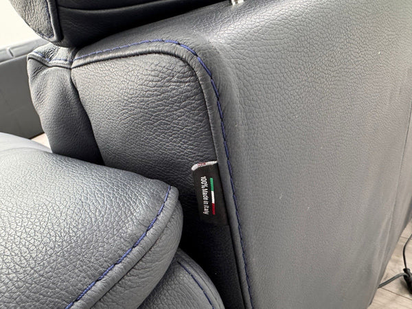 Nicoletti Davide 2 Seater Sofa Power Recliner Adjustable Headrests Navy Leather7