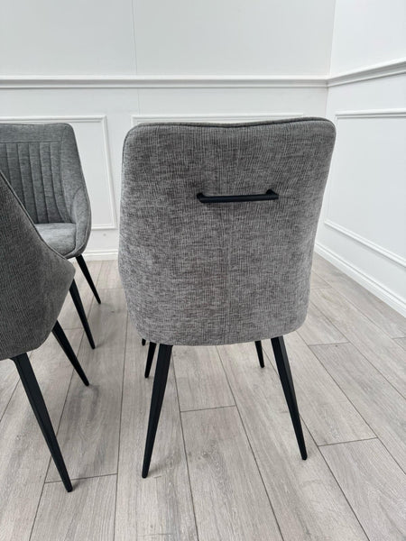 Furniture Village Crete Set Of 6 Swivel Dining Chairs Grey Fabric12