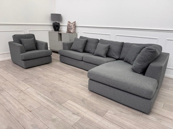 DFS Grey Fabric Corner Sofa And Armchair Sofa Set10
