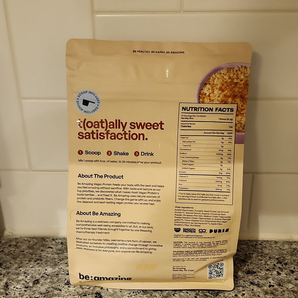 Be Amazing 100% Vegan Protein Brown Sugar Oatmeal 25 Servings Plant Based1