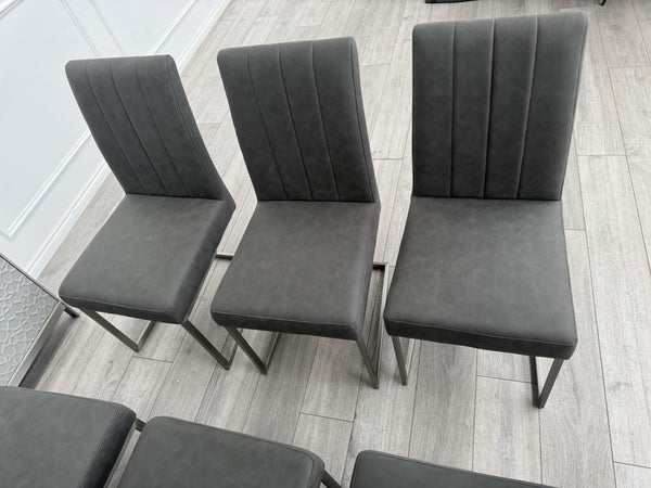 Furniture Village Grigio Set of 8 Grey Suede Dining Chairs15