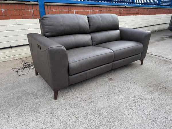 La-Z-Boy Dark Grey Leather 3 Seater Power Recliner Sofa0