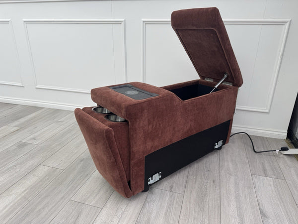 Sofology Plaza Console Red Chenille Denim Cup Holders Wireless Charging Socket3