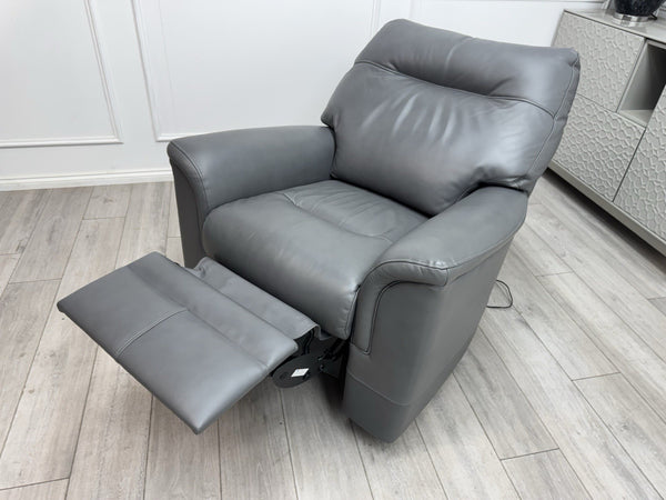Parker Knoll Hudson 23 Grey Leather Armchair Power Recliner & Headrest & Lumbar2