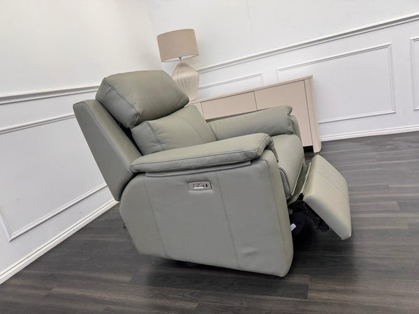 G Plan Thornbury Olive Leather Power Recliner Armchair4