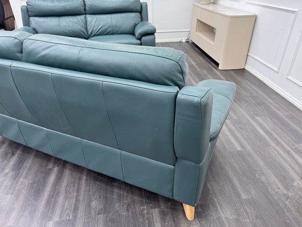 Furniture Village Missouri Static 3 & 2 Seater Sofa Set Lake Green Leather11