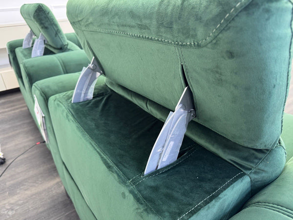 DFS Torren Power Recliner Pair Of Armchairs Green Velvet Power Headrest13