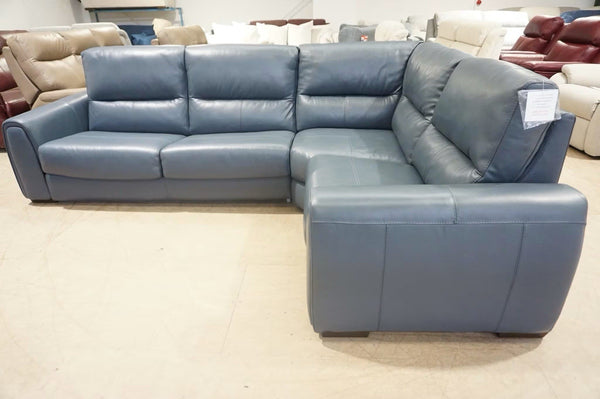 FV Flex blue leather Power Recliner 3 piece Corner Sofa Metal Action Sofabed6