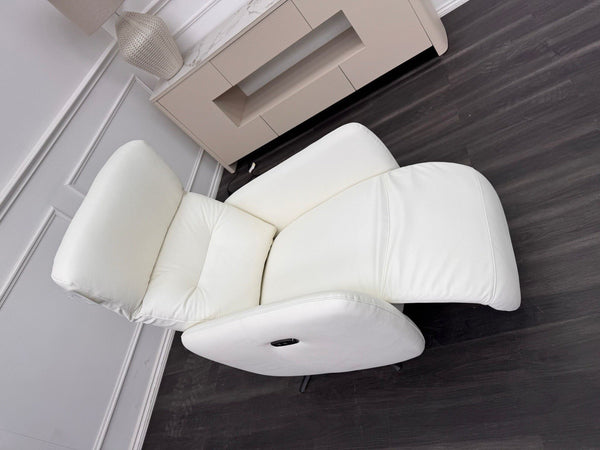 Furniture Village Le Mans Power Recliner White Leather Swivel Armchair1