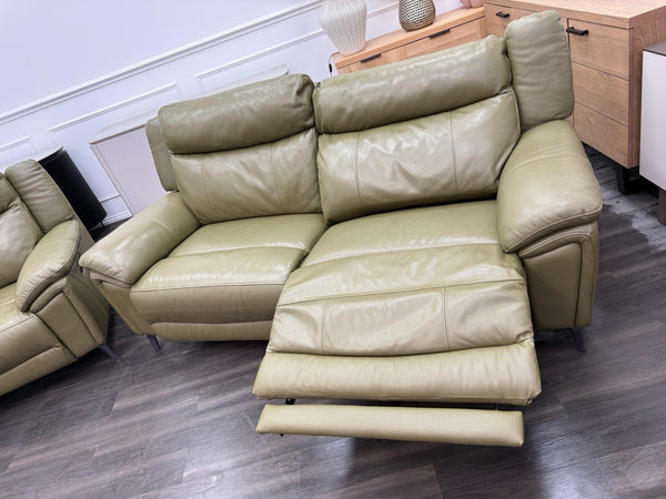 DFS Wren Power Recliner 3+3 Seater Sofa Set In Sage Green Leather18
