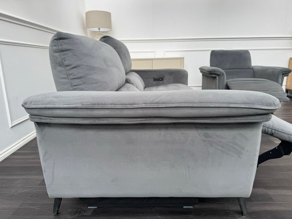 Furniture Village Huxley 3 Seater + Armchair Sofa Set Grey Velvet Power Recliner9