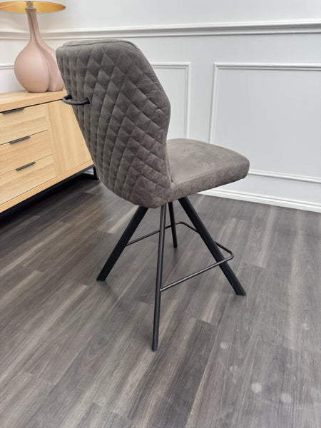 FV Loki Grey Fabric Swivel Dining Barstool With Handle (Choose Quantity)6