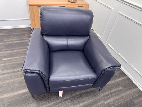 DFS Auberon Power Recliner Armchair Navy Leather Power Headrest7