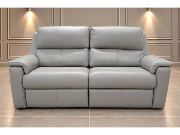 G Plan Harper cambridge grey leather 3 seater sofa power recliner - headrest0
